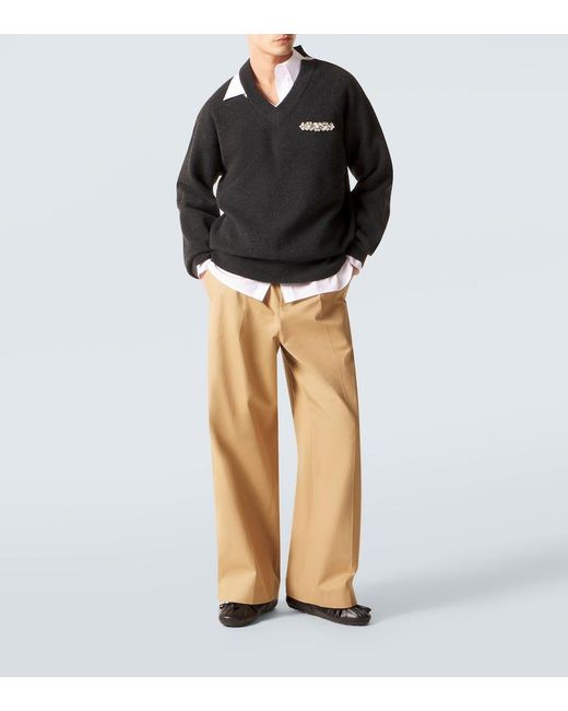 Simone Rocha Black Cutout Embellished Wool-Blend Sweater for men
