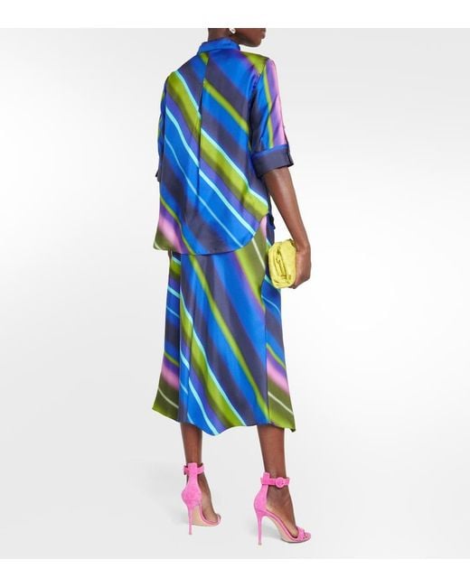 Dorothee Schumacher Blue Striped Silk Twill Blouse