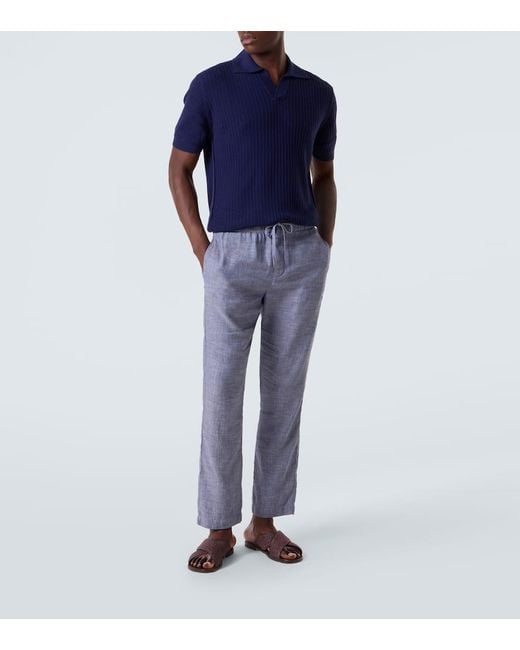 Pantaloni Regular Oscar di Frescobol Carioca in Blue da Uomo