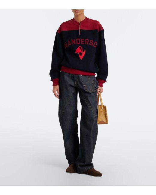 J.W. Anderson Blue Embroidered Wool-Blend Sweatshirt