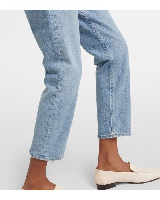 Agolde Blue High-Rise Cropped Slim Jeans Riley