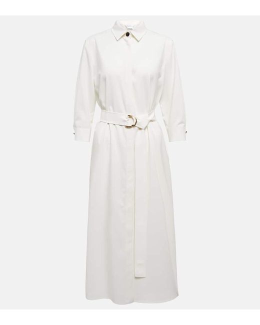 Max Mara White Corrida Virgin Wool Shirt Dress