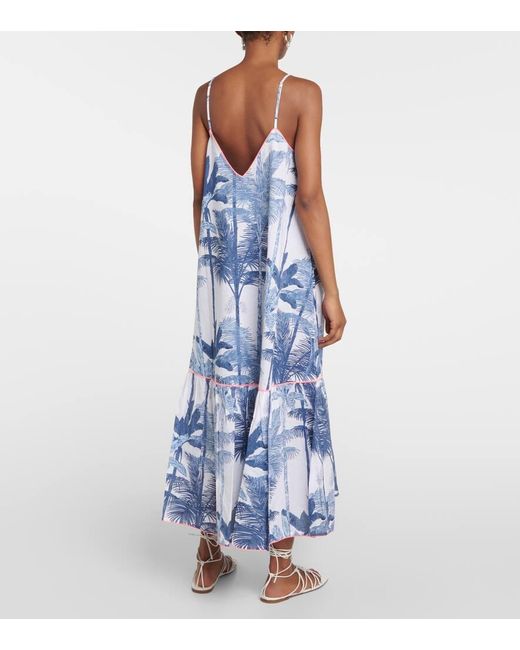 Robe Midi Imprimee En Coton Juliet Dunn en coloris Blue