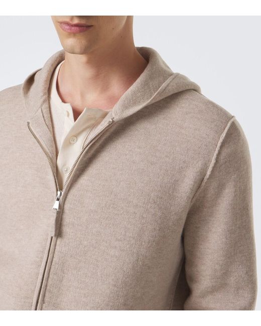 Allude Natural Knitted Wool And Cashmere Zip-Up Hoodie for men
