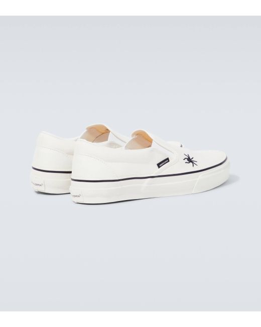 Undercover White Embroidered Cotton Canvas Slip-on Shoes for men