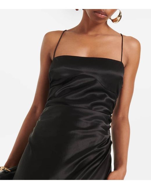Sir Black Gathered Silk Slip Dress