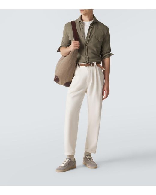 Brunello Cucinelli Green Cotton Overshirt for men