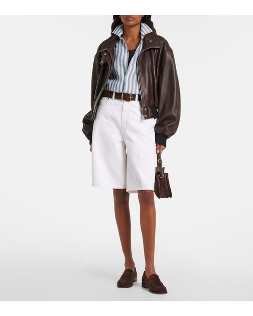 Agolde White Nolan Denim Bermuda Shorts