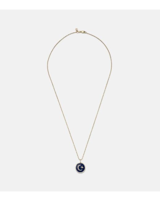 Sydney Evan White Celestial Medallion 14Kt Chain Necklace With Diamonds