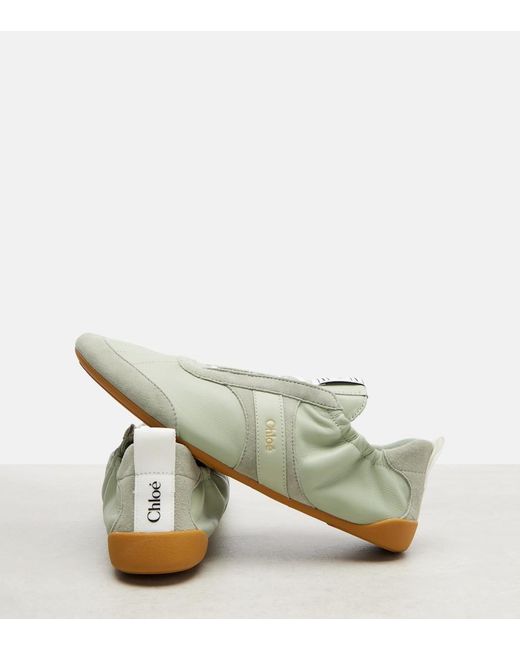 Chloé White Kick Leather-Trimmed Sneakers