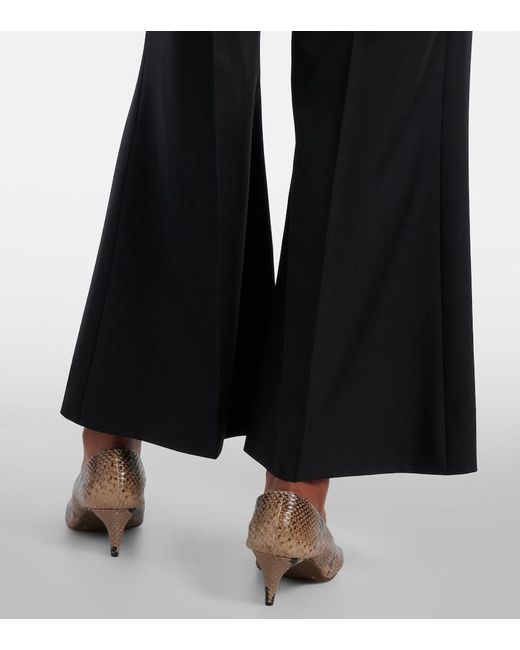 Khaite Black Walter Cropped Virgin Wool Flared Pants