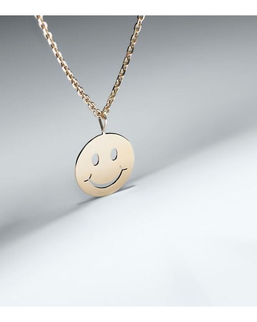 Sydney Evan White Happy Face 14Kt Charm Necklace for men