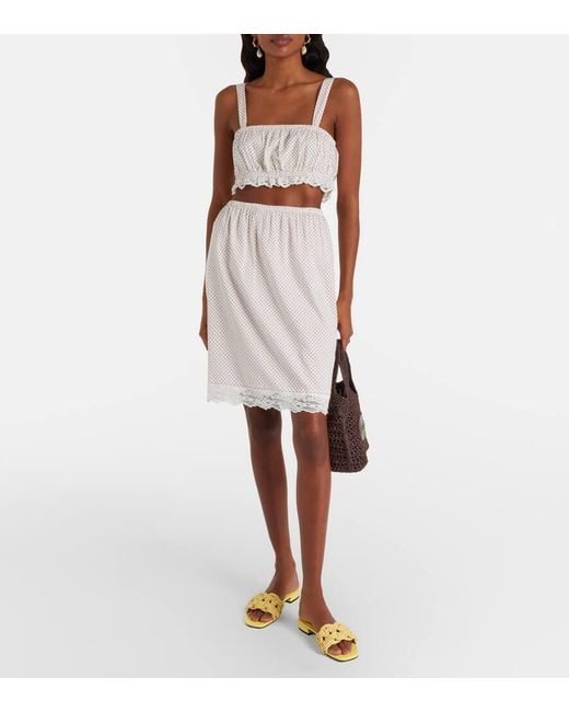 Jupe Marlowe En Coton Et Dentelle A Pois Posse en coloris White