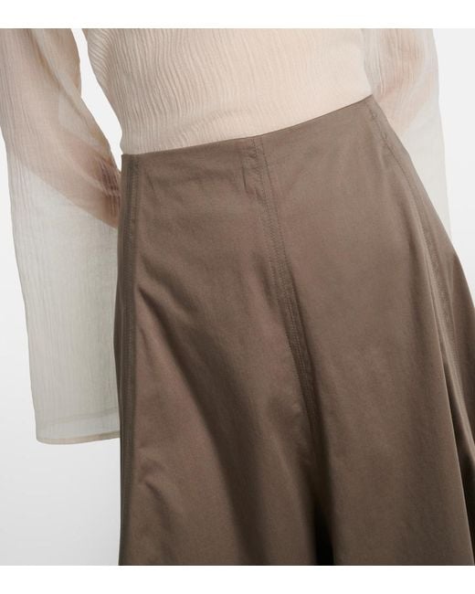 Proenza Schouler Brown Janan Cotton-Blend Sateen Midi Skirt