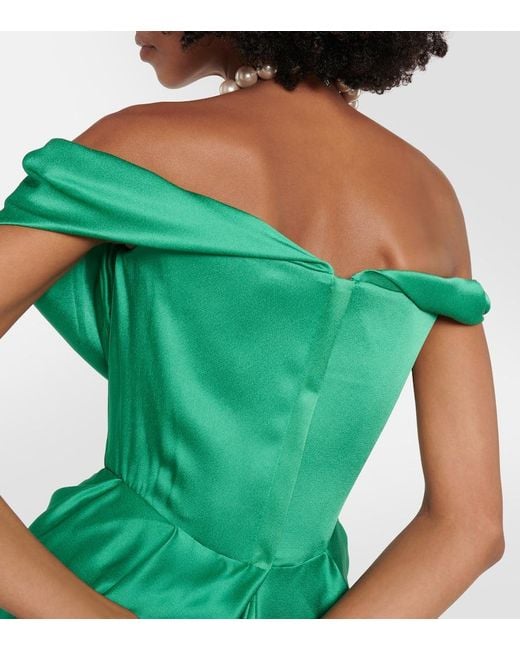 Vivienne Westwood Green Off-Shoulder-Robe Aus Satin