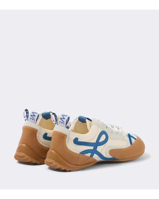 Loewe White Grip Anagram Suede-Trimmed Sneakers for men