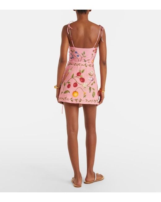 Agua Bendita Pink Luna Printed Linen Beach Cover-Up