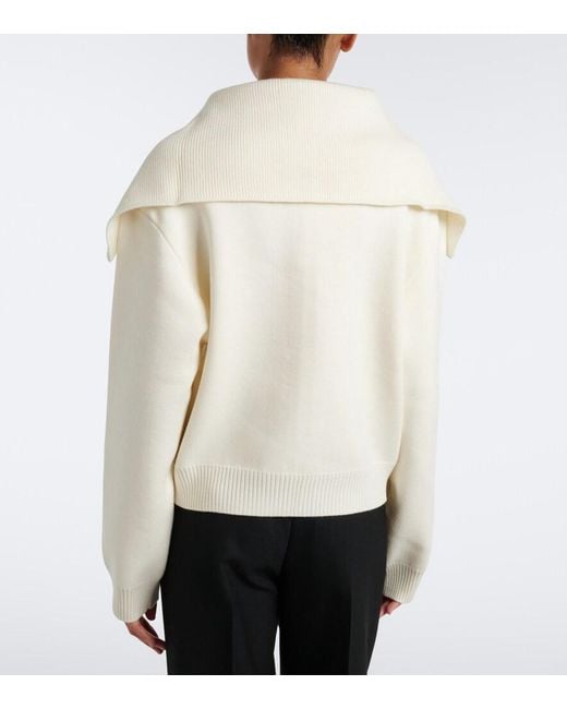 Rohe White Wool Zip-Up Sweater