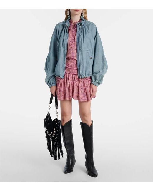 Isabel Marant Blue Plume Chambray Bomber Jacket