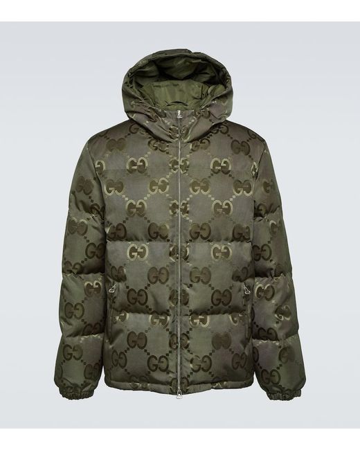 Gucci Green Jumbo GG Canvas Down Jacket for men