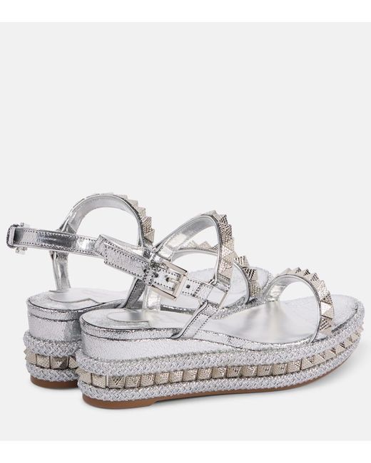 Christian Louboutin Espadrille-Wedges Pyraclou 60 Aus Metallic-Leder