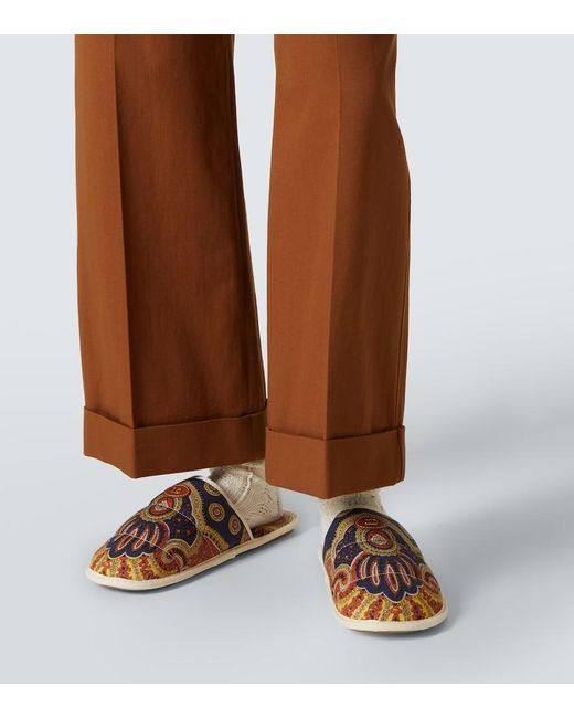 Valentino Brown Cropped Cotton Gabardine Wide-Leg Pants for men