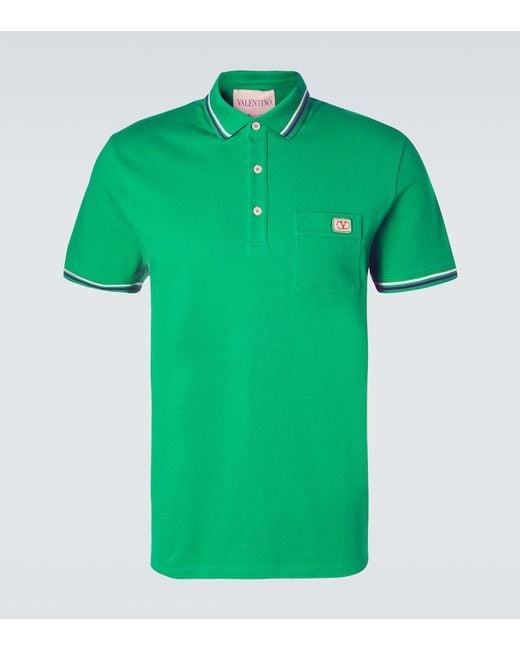 Valentino Green Cotton Pique Polo Shirt for men