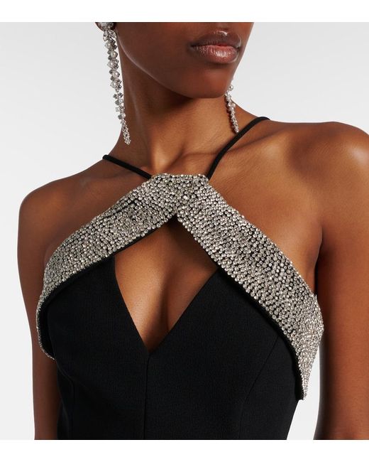 Rebecca Vallance Black Astros Embellished Draped Gown