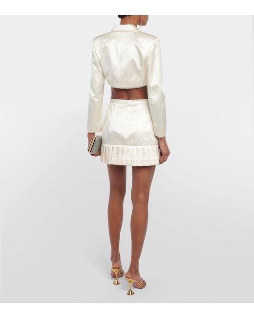 Miss Sohee White Bridal Embellished Silk Jacket And Top Set