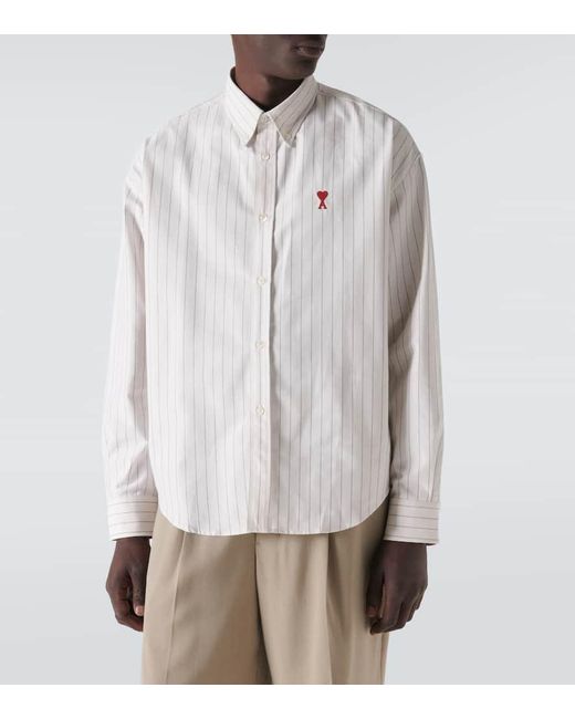 Camisa oxford de algodon a rayas AMI de hombre de color White