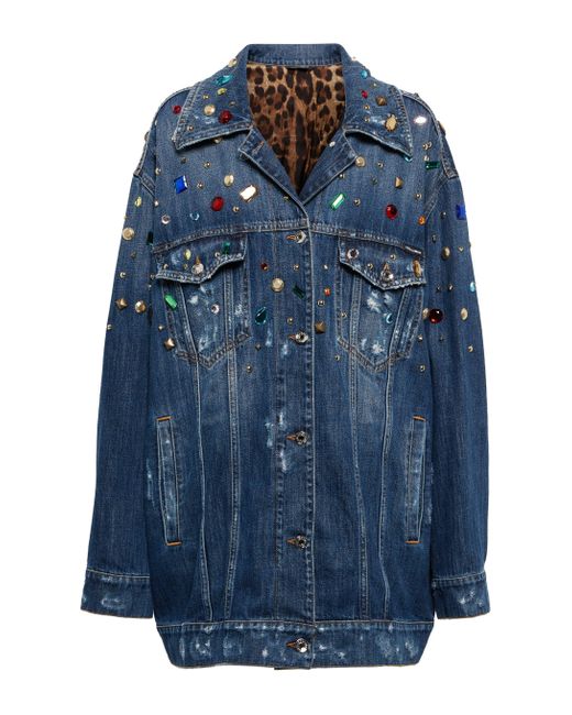 oversized embellished denim jacket