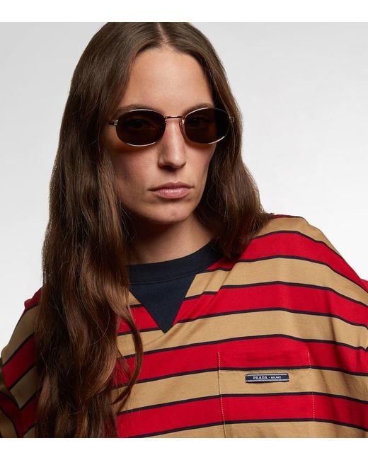 Prada Brown Iconic Plaque Round Sunglasses