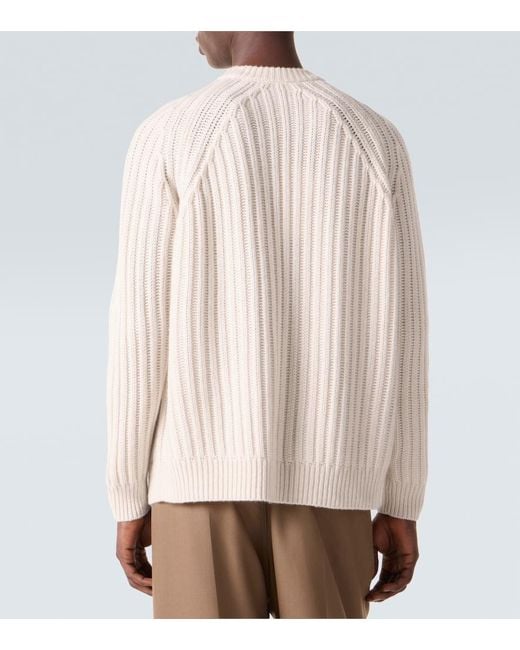 Allude Natural Ribbed-Knit Wool And Cashmere Sweater for men