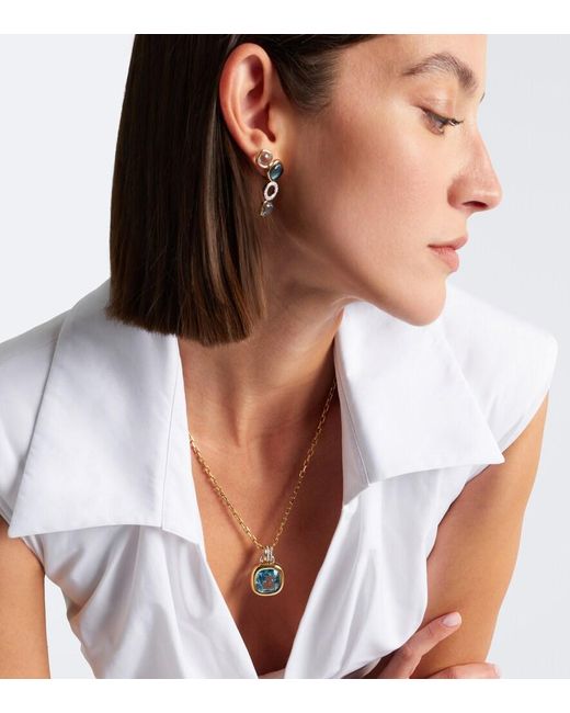 David Yurman Blue Dy Mercer 18Kt And Sterling Pendant With Topaz And Diamonds