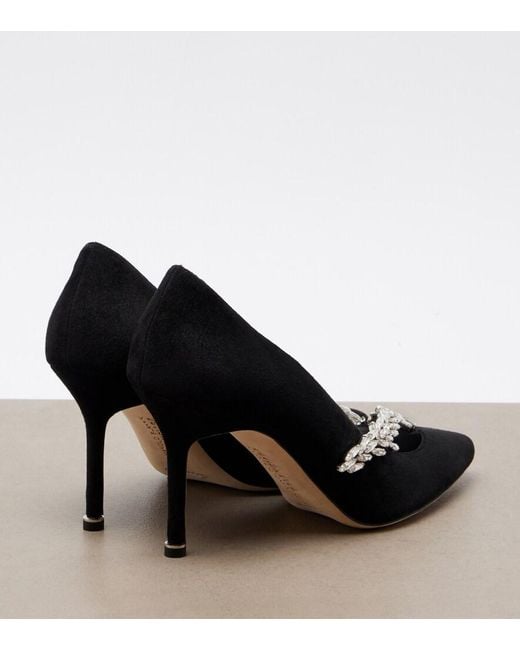 Balenciaga Black X Manolo Blahnik Embellished Suede Pumps