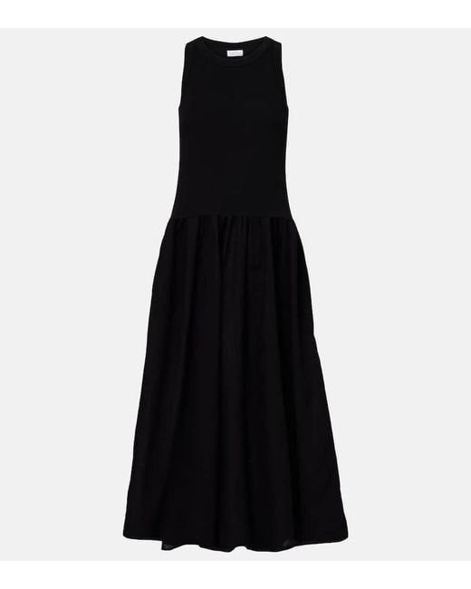 Robe Longue Amelia En Coton Melange Velvet en coloris Black