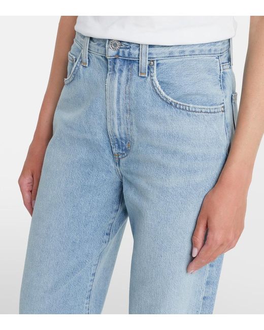 Agolde Blue Cinched Hem Straight Jeans