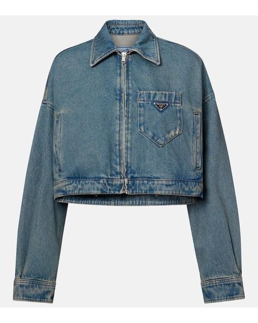 Prada Blue Cropped Denim Jacket