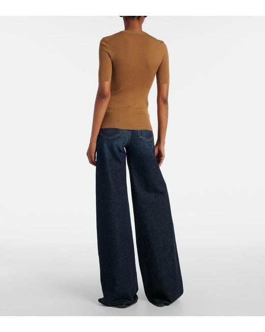Khaite Brown Celina Ribbed-Knit Wool-Blend Top