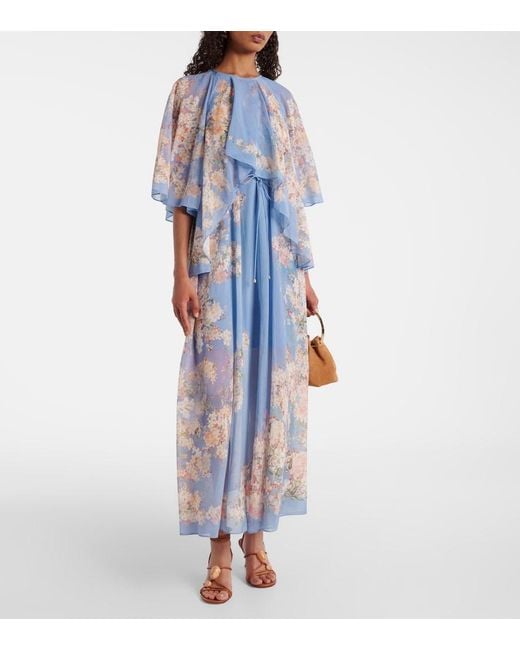 Zimmermann Blue Tiered Cascadian Maxi Dress