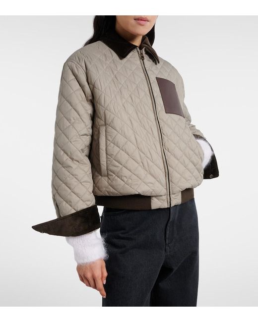 Loewe Brown Anagram Leather-Trimmed Quilted Jacket