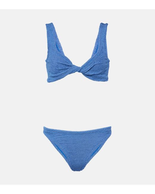 Hunza G Blue Juno Twist-detail Bikini