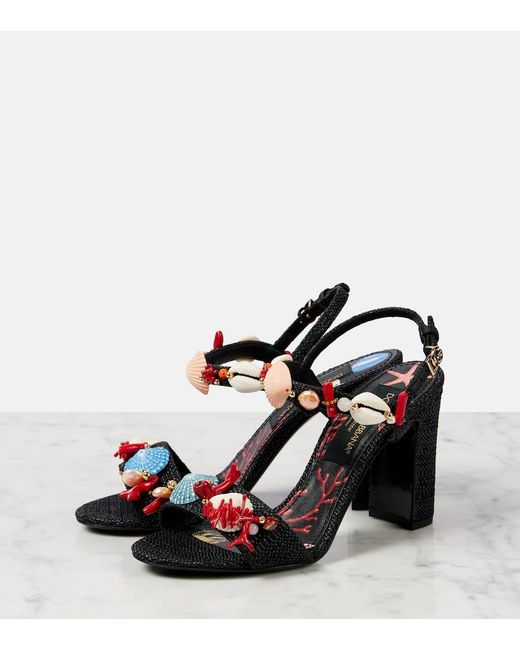 Dolce & Gabbana Black Verzierte Sandalen Kiera Sophia Capri