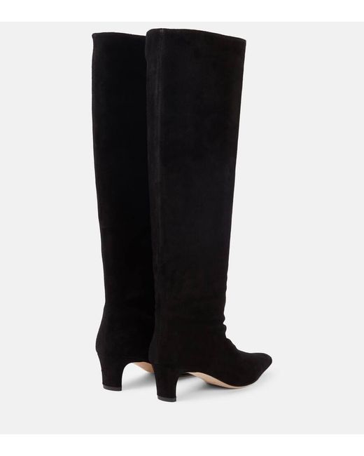 Staud Black Stiefel Wally Aus Veloursleder