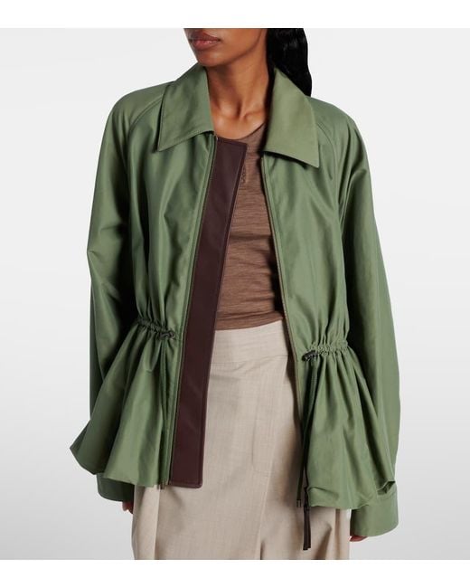 Loewe Green Ruched Cotton-Blend Jacket