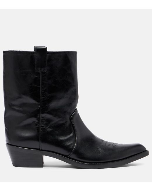 Khaite Black Clive Leather Ankle Boots