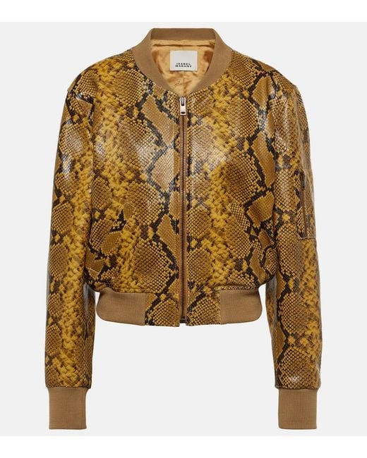Isabel Marant Metallic Cerem Snake-Effect Leather Bomber Jacket
