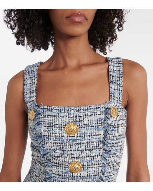 Balmain Blue Minikleid Aus Tweed
