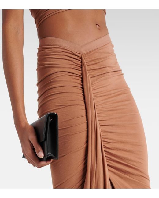 Rick Owens Brown Lilies Ruched Midi Skirt