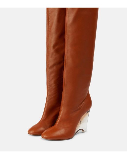 Alaïa Brown Leather Knee-High Boots
